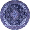 thumbnail image 1 of Ahgly Company Machine Washable Indoor Round Medallion Blue Traditional Area Rugs, 3' Round, 1 of 4