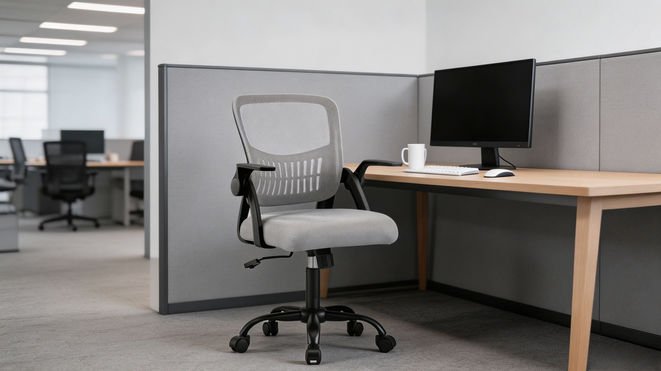 Flip-Up Armrest Fabric Computer Chair with Adjustable Rotating Backrest, Height Adjustable, 350 lbs Capacity, Multiple Colors