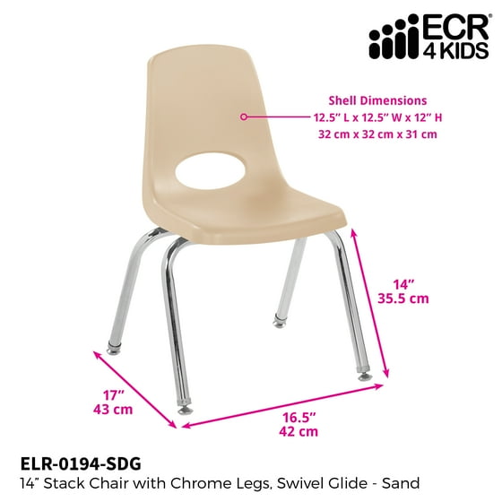 Ecr4kids Set Of 6 14in Stack Chair Chrome Legs Swivel Glide