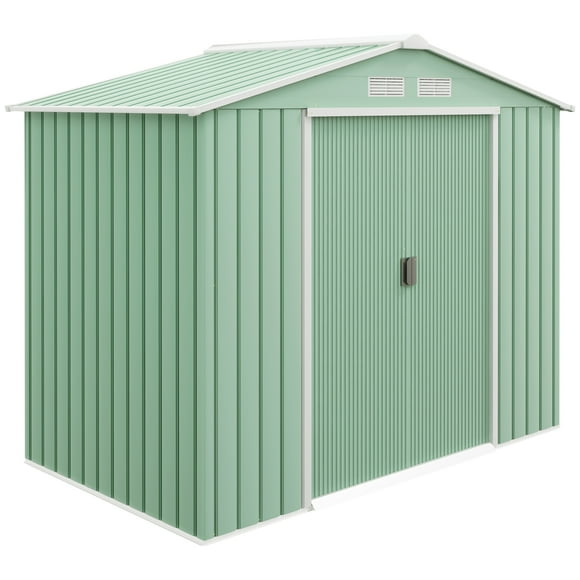 7' x 4' Garden Storage Shed w/ Foundation Kit and Double Doors Dark Grey