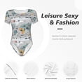 thumbnail image 4 of Fuzoiu The World Map with Cartoon Animals Print Women's Short-Sleeved Onesie, Short Sleeve Body Suits, Women Round Neck Bodysuits for Women,for Daily Wear, Parties, and Layering-Medium, 4 of 7