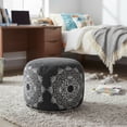 thumbnail image 2 of LR Home Round Black Medallion Pouf Ottoman, 14" H x 18" W, 2 of 8