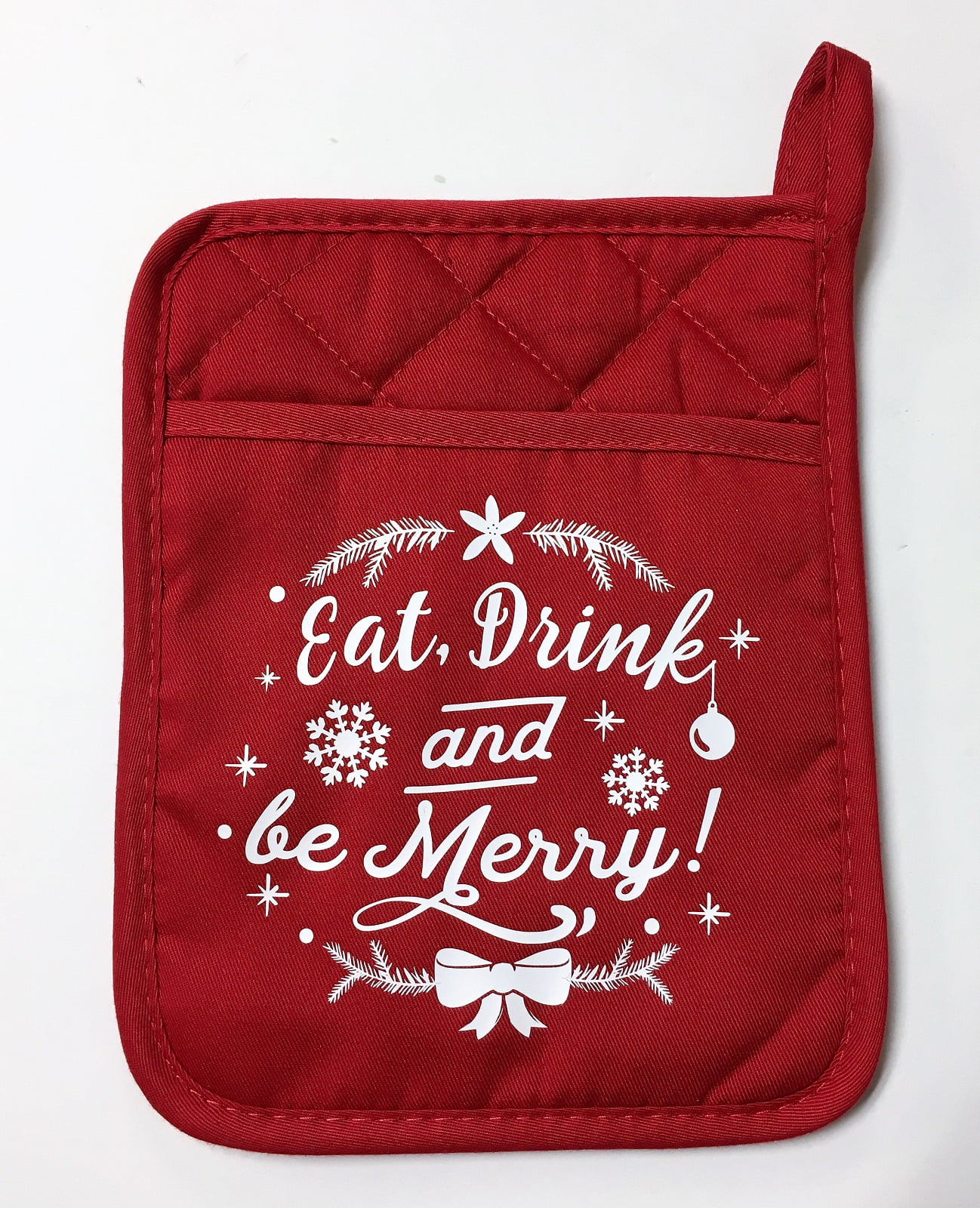 Eat Drink and Be Merry Holiday Kitchen Pot Holder Pocket Mitt Neoprene ...