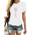 thumbnail image 1 of Daeful Tops Manches Courtes T-Shirts Col Rond Dames Basique Drôle Pissenlit Imprimé Tunique Blouse Blanc M, 1 of 7