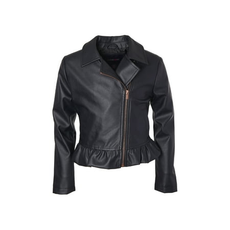 Limited Too Metallic Peplum Hem Moto Jacket (Big Girls)