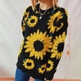 thumbnail image 4 of Black Womens Sweatshirt Women's Autumn/Winter New Top Sunflower Jacquard Round Neck Long Sleeve Knitted Pullover Sweater Fall Clothes for Women, 4 of 4