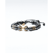 By Fabrizio Design Drago Adjustable Bracelet in Volcanic Rock & Gold-Plated Squid Charm for Men & Women