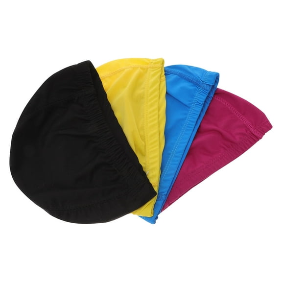 WASHWEPE 4Pcs Waterproof and Durable Swim Caps for Girls in Various Colors
