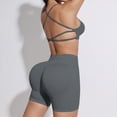 thumbnail image 4 of TOWED22 Workout Sets for Women 2 Piece Seamless Ribbed Crop Tank High Waist Shorts Yoga Outfits(Grey,S), 4 of 5