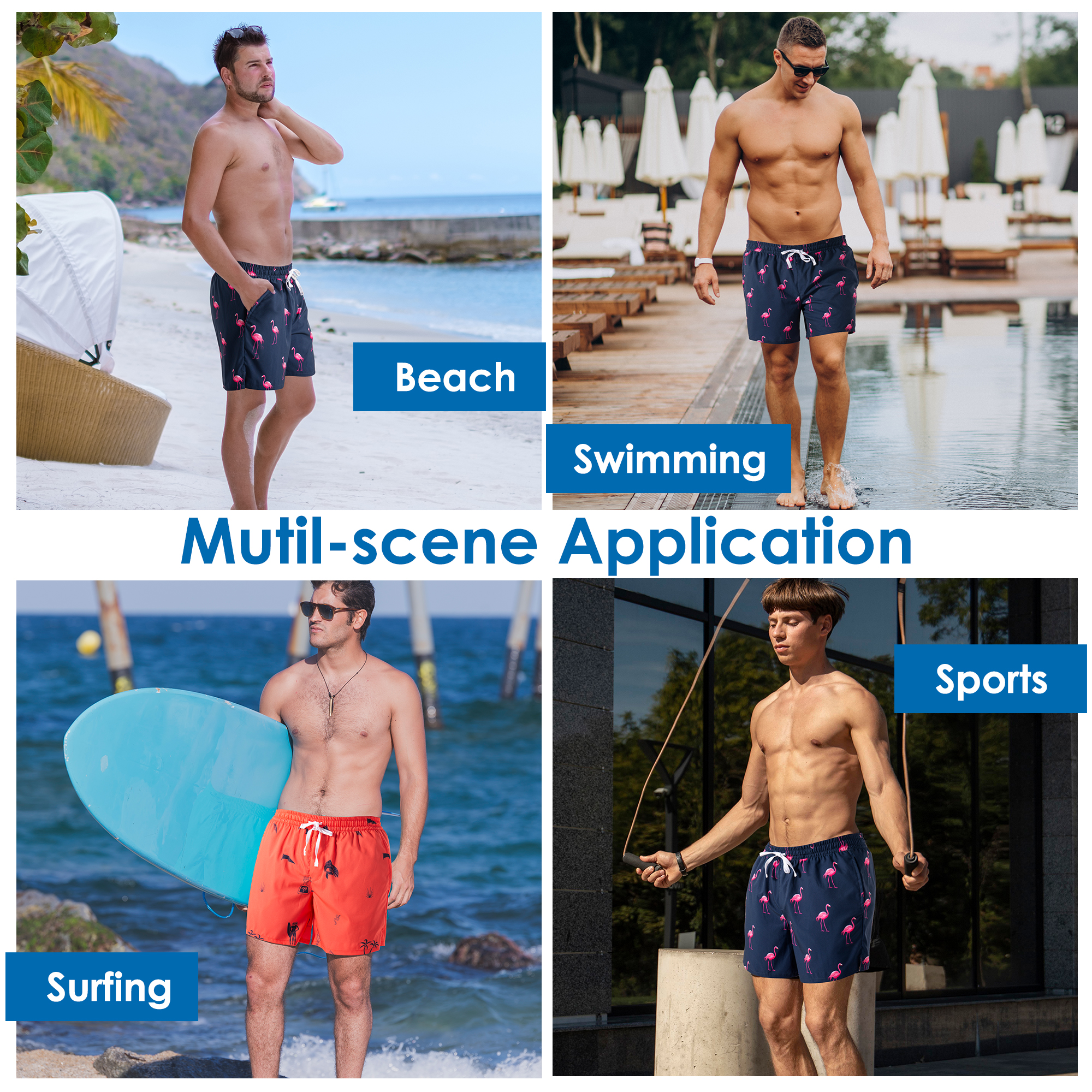 REDESS Men's Swim Trunks with Compression Liner, Black photo 3