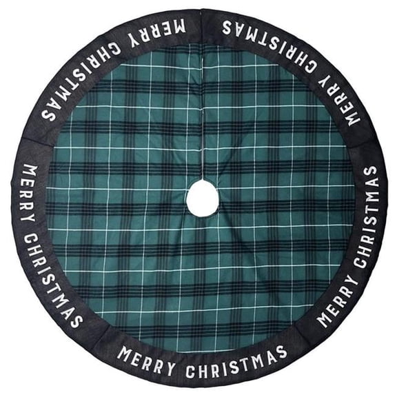 Celebrations 9086671 27 in. Home Merry Christmas Tree Skirt, Black, Green & White - Pack of 4