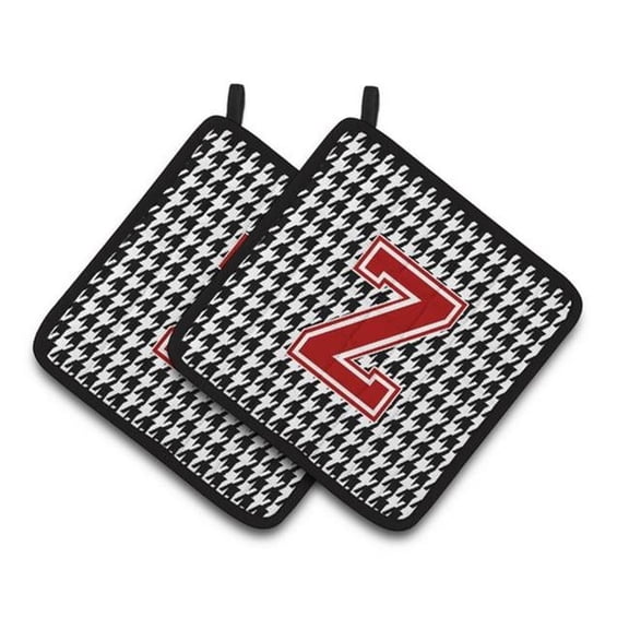 Carolines Treasures Letter Z Monogram - Houndstooth Black Pair of Pot Holders