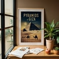 thumbnail image 6 of Vintage Pyramids of Giza Illustration | Timeless Egypt Art - Giza Governorate Egypt Illustration Oak Framed Wall Art Print 24 x 36 inches, 6 of 59
