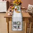 thumbnail image 2 of Vintage Farmhouse Table Runner 70 Inches, Farm Palm Leaves Floral Plaid Wooden Gray Bed Runner Dresser Scarves Tabletop for Indoor Outdoor Parties/Ceremony/Banquet, 13" x 70", 2 of 9