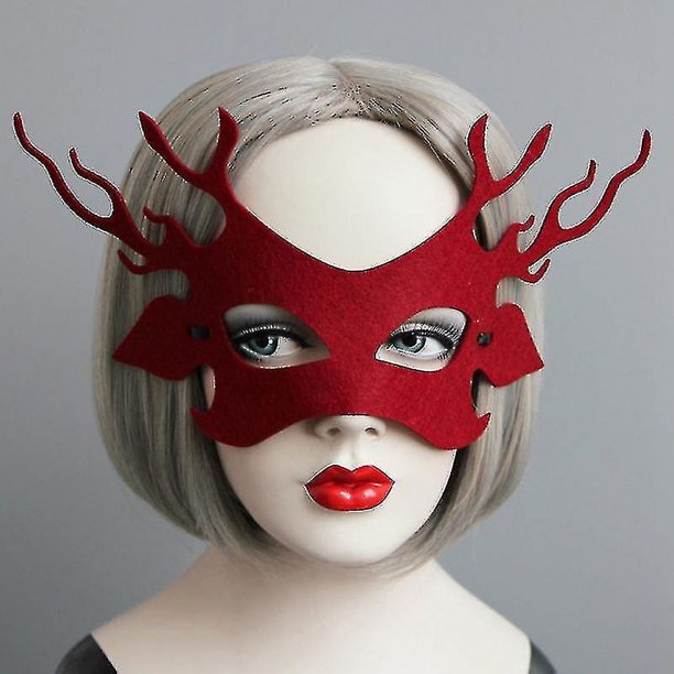 Máscaras de disfraces para mujer, fiesta de baile de carnaval, máscaras de bola de media cara, decoración de vestido de fiesta (rojo)