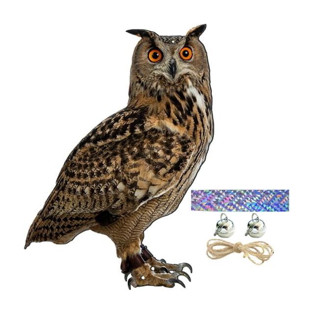 Búho falso, señuelo de búho, decoración realista, espantapájaros de búho para decoración de jardín. Estilo D