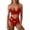 01#Red, variant on Women's Bicolor Two Piece Hollow Out Sweetheart Neck Bikini Swimsuit Set