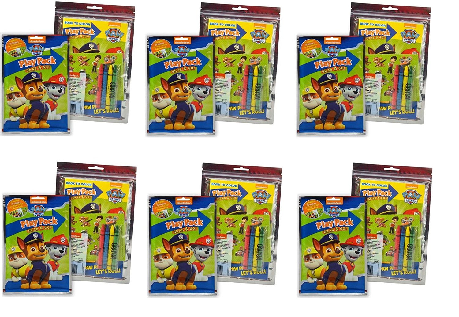 Download Party Favors Paw Patrol Grab Go Play Packs Coloring Book Crayons 6 Pack Walmart Com Walmart Com
