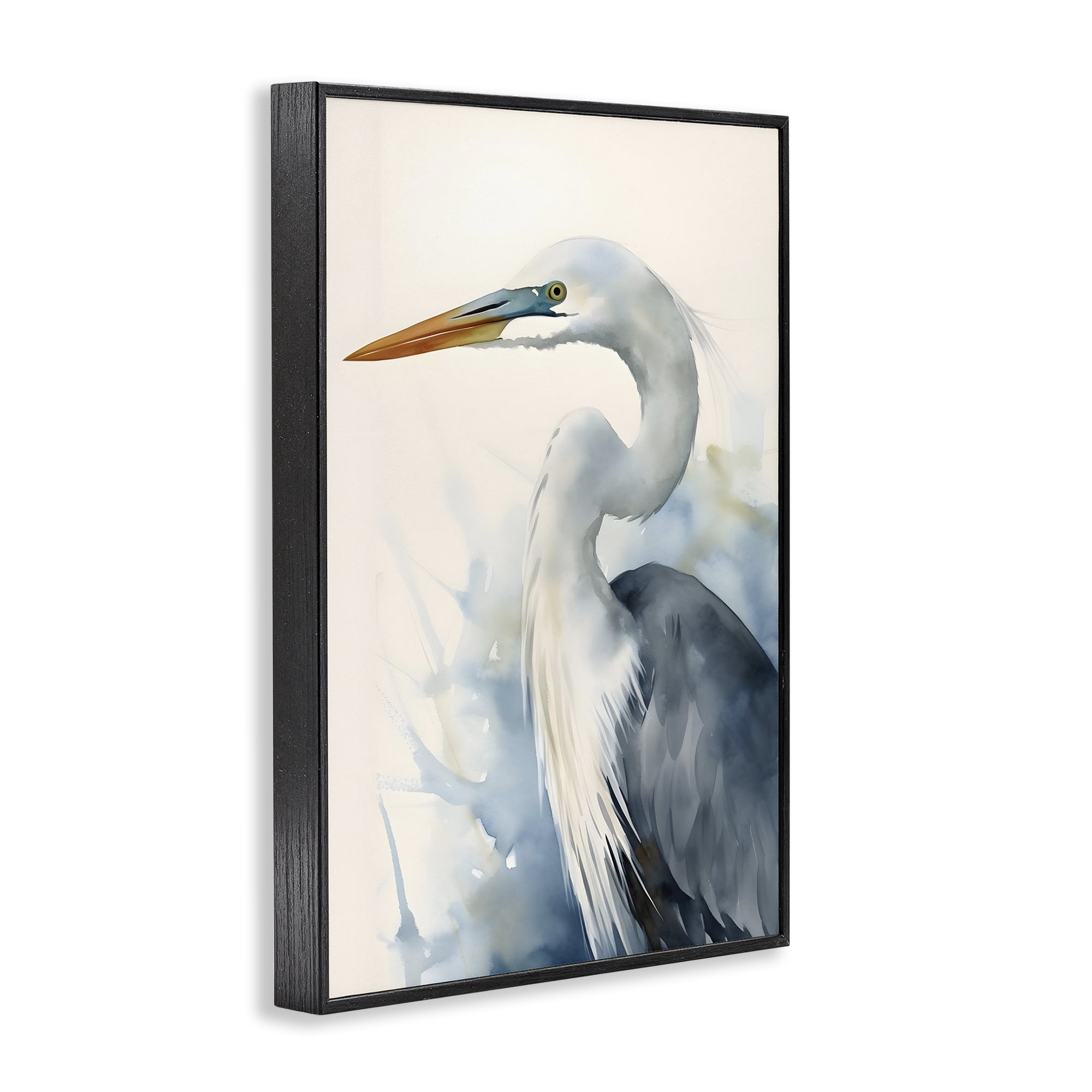 Stupell Industries Quiet Heron View Animals & Insects Painting Black Framed Art Print Wall Art, 12 x 18