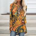 thumbnail image 2 of Sweats à Manches Longues Sweat-Shirt à Col Rond Mode Imprimé Casual Chemisiers Hauts Hi-Lo Ourlet Longue Chute, 2 of 5