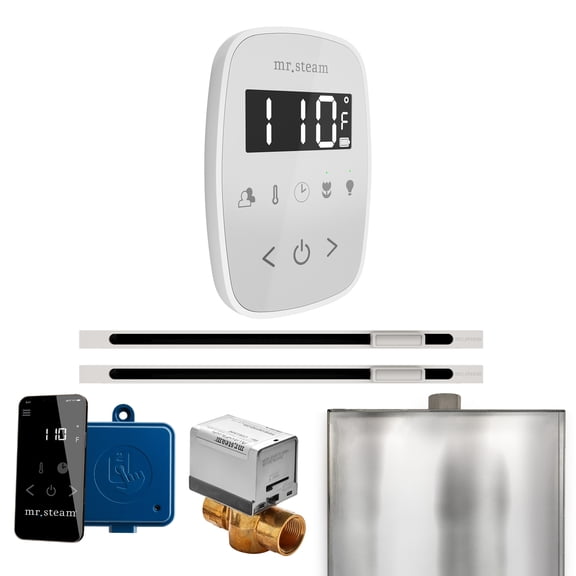 Mr Steam ButlerFlex Max Steam Shower Ctrl Pkg w/TempoFlex Control and Linear Steamhead in White