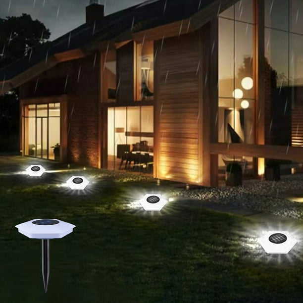 Luces de suelo para exteriores, fuente de luz LED, cambio automático de inducción, luces de jardín para caminos, jardines, patios, césped, luz solar.