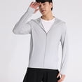 thumbnail image 5 of YLSDY Men Sun Protection Shirt Zip Up UPF 50+ Sun Hoodie Lightweight Long Sleeve Cool Hooded for Hiking Fishing Outdoor Gray XXXL, 5 of 7