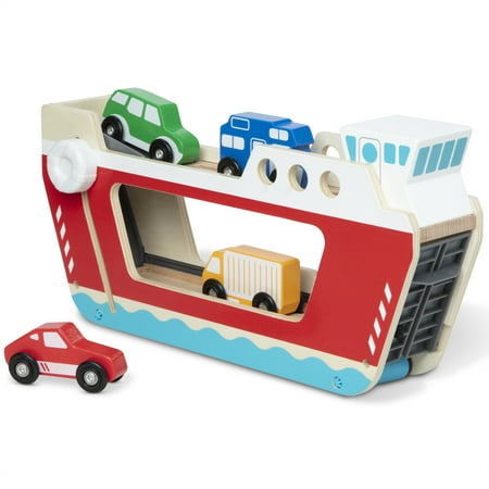 Melissa & Doug Wooden Ferryboat with 4 Wooden Vehicles, Great Gift for Girls and Boys - Best for 3, 4, and 5 Year
