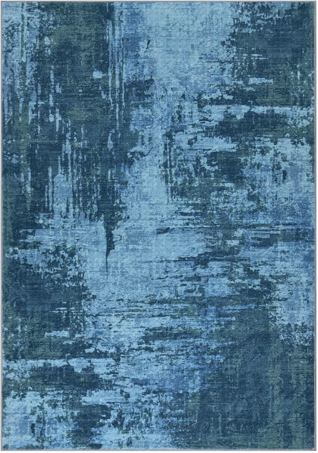 Lochas Fluffy Area Rug Modern Abstract Rugs Soft Carpet for Living Room Bedroom Home Decor,6'x9',Blue