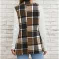 thumbnail image 4 of Stichou Women's Plaid Vest Christmas Cardigan Winter Fall Flannel Vest Sleeveless Blazer Jacket Long Shacket Vest Light Brown L, 4 of 5