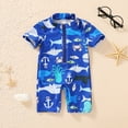 thumbnail image 2 of Younger Tree Newborn Baby Boys Swimsuit Short Sleeve Zipper One-Piece Bodysuit Sunsuit Swimwear Bathing Suit for 6-12 Months, 2 of 7