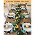 thumbnail image 4 of 13 Inch Round Placemats Set of 6, Teal Blue Black Geometric Non Slip Heat Insulation PP Table Mats, Modern Abstract Art Block Washable Place Mats for Kitchen Dining Party Table Decor, 4 of 7