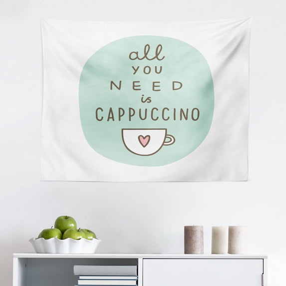 Funny Words Tapestry, Cupcake Motif with Cherry on Top Believe in Miracles Phrase Bakery Theme, Fabric Wall Hanging Decor for Bedroom Living Room Dorm, 2 Sizes, Multicolor, by Ambesonne