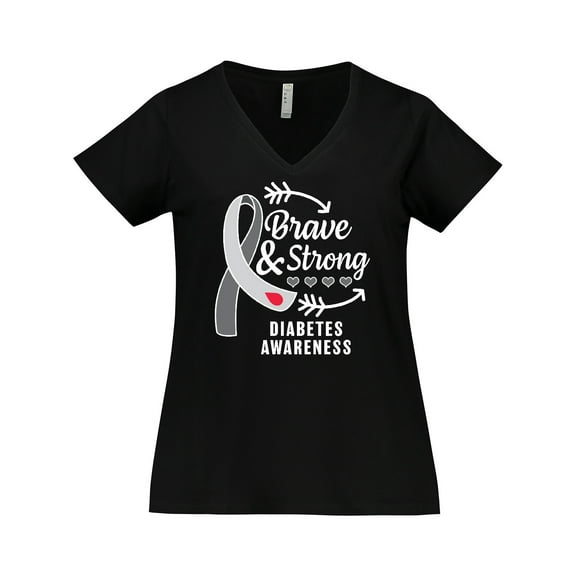 Inktastic Diabetes Awareness Brave and Strong Women's Plus Size V-Neck T-Shirt