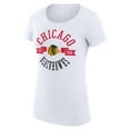 thumbnail image 2 of Women's G-III 4Her by Carl Banks White Chicago Blackhawks Super-Slim Fit Lightweight City Graphic Sport Crewneck T-Shirt, 2 of 3