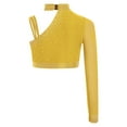 thumbnail image 4 of Manyakai Kids Girls Shiny Rhinestone Jazz Latin Modern Lyrical Dance Crop Tops Irregular Shoulder Yellow 12, 4 of 7