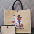 thumbnail image 4 of Juego De 2 Piezas De Bolso De Mano Con Estampado De Calabaza De Halloween Con Monedero, Bolso De Mano De Elfo De Calavera Fantasma Divertido De Terror, Bolso De Compras Reutilizable Y Bolso De Playa D, 4 of 4