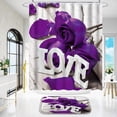 thumbnail image 2 of 4 Pcs Bathroom Shower Curtain Set, Purple Rose Shower Curtain Valentine's Day Shower Curtain Sets with Rugs(Bath Mat,U Shape and Toilet Lid Cover Mat) and 12 Hooks, 2 of 6