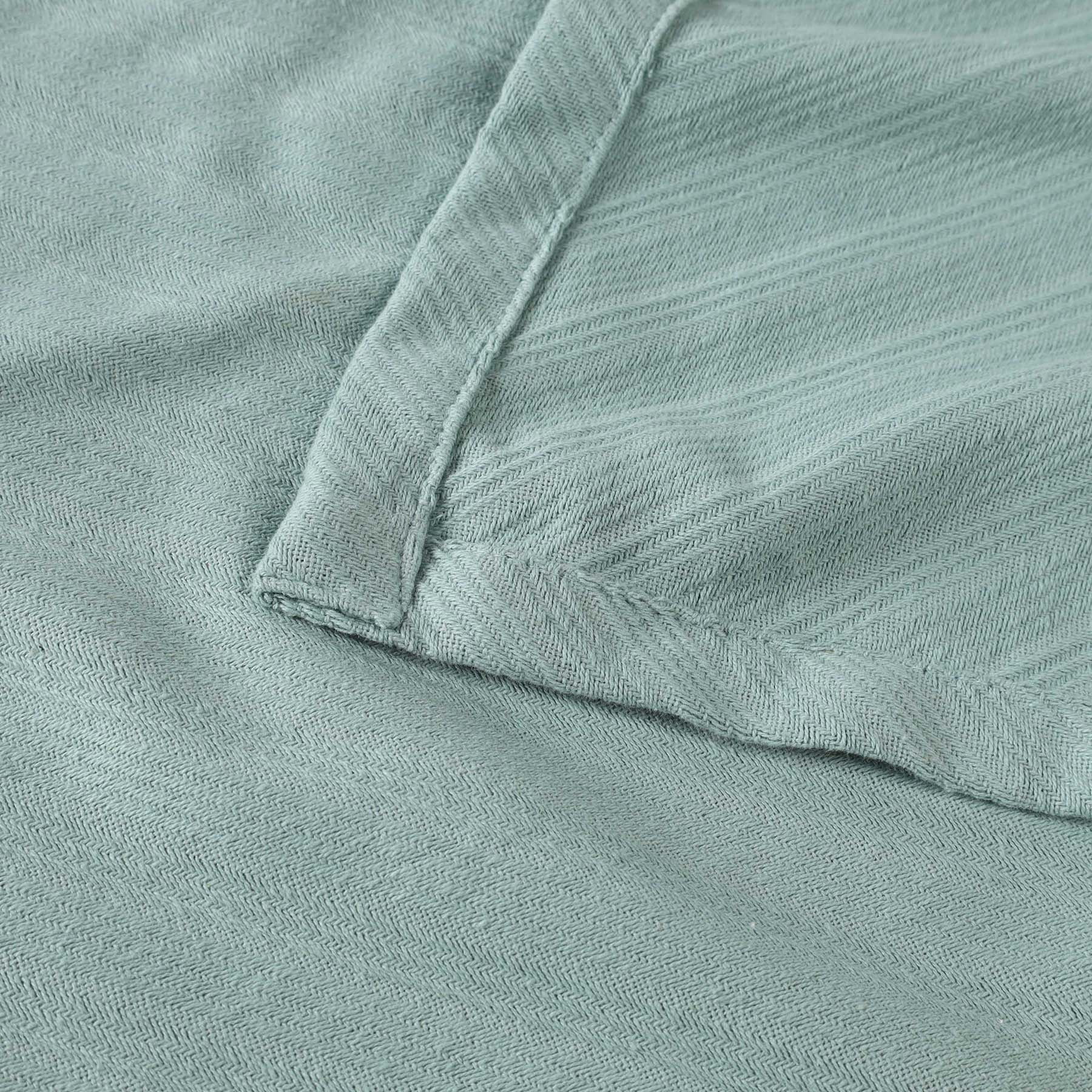 Superior Milan Cotton Textured Striped Woven Blanket, King, Aqua