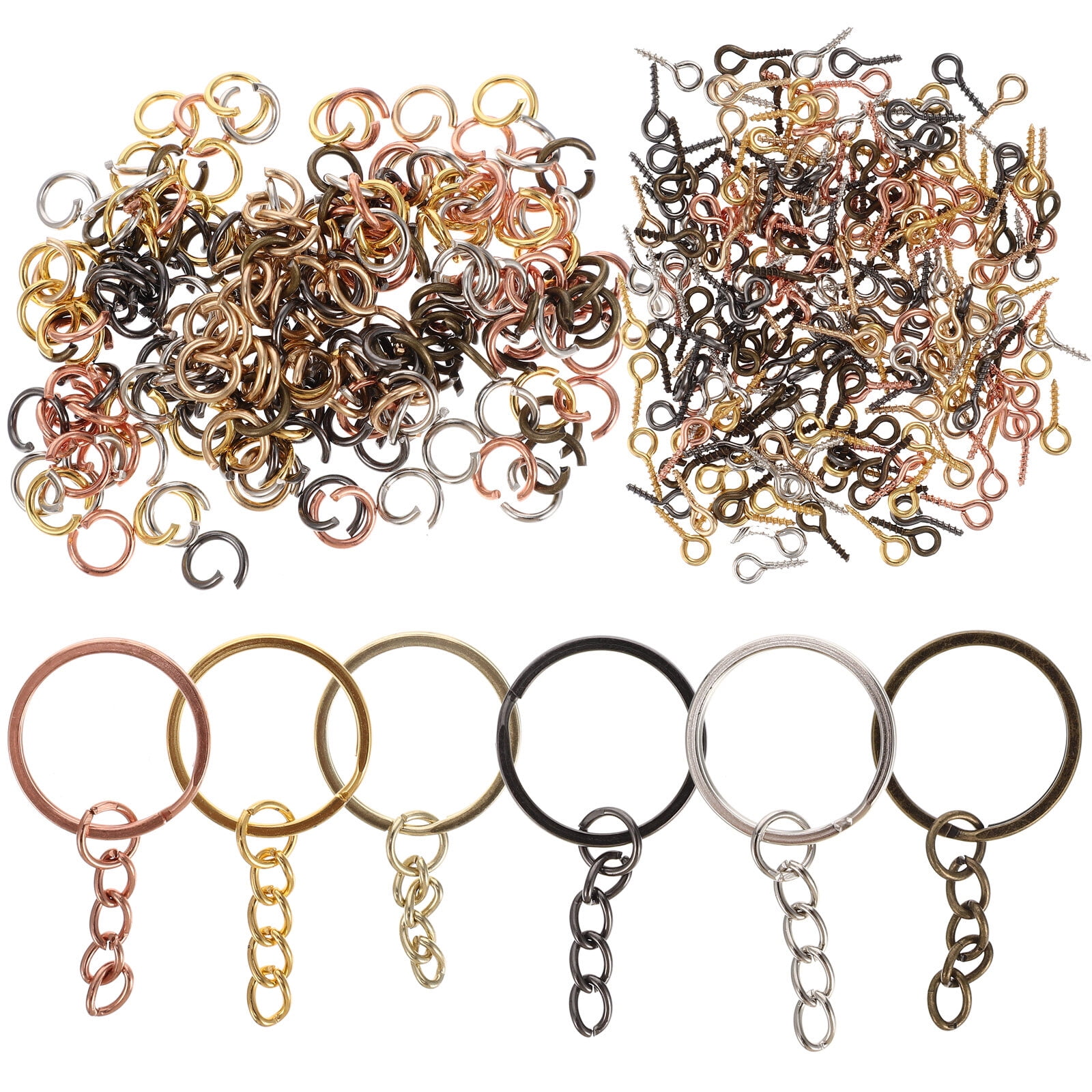 DIY Crafts 5 Sets 20 Pcs - 50 Sets Keychain Rings for Crafts, Key Rings  with Chains, Jump Rings & Screw Eye Pins for Jewelry Findings Making  Handbag Keychain (10 Sets 40
