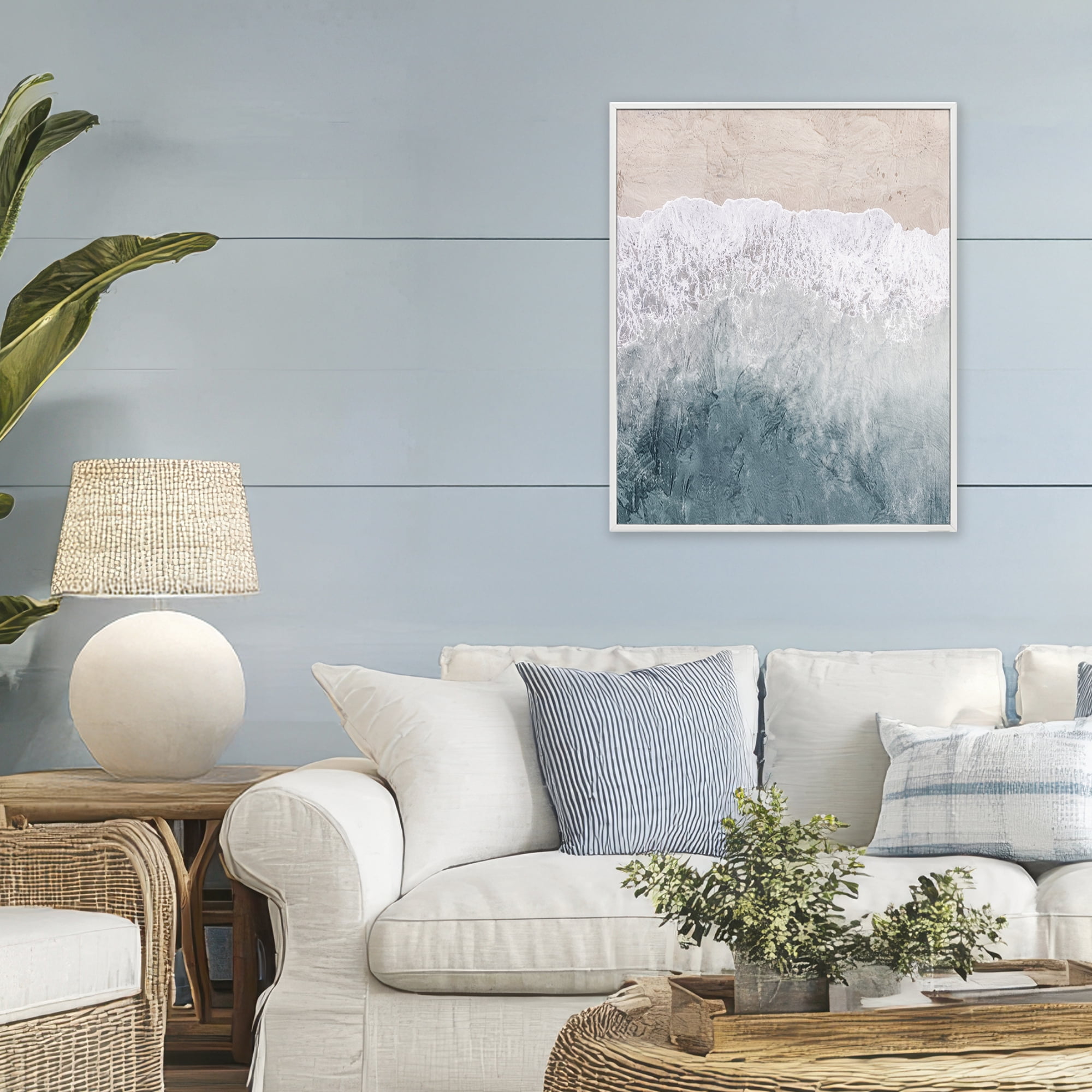 Stupell Industries Beach Top Shore White Framed Giclee Art, design by Kim Allen