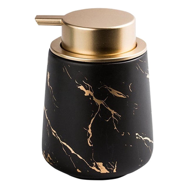 Dispensador de jabón líquido para manos de cerámica de 400 ml. Botella con dosificador para loción de mostrador de 13,67 oz. Negro