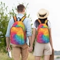 thumbnail image 6 of Casual Canvas Backpack Without Interlayer Large Capacity Stick Bag Design For Outdoor Shopping Office Outdoor Sports Mediumvioletred Tie Dye Background Rainbow Colors_2 Small, 6 of 7
