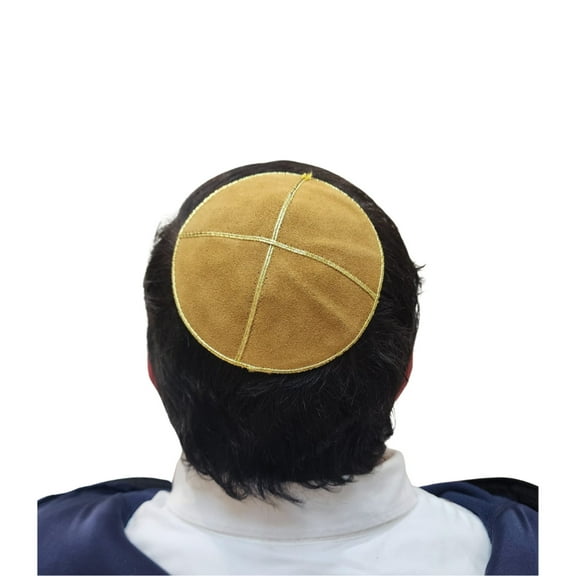 Yarmulka Jewish Kippa Flat Yamaka Kipah Kipot Leather Suede 14cm