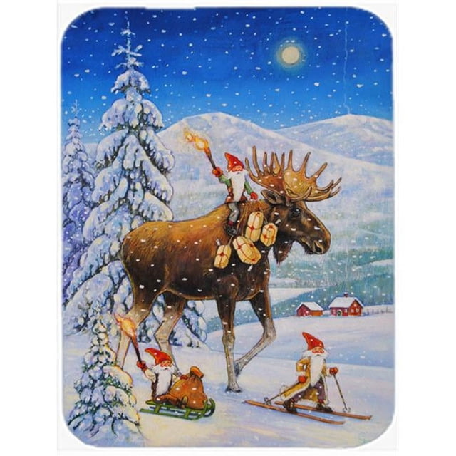 Carolines Treasures ACG0102LCB Christmas Gnome Riding Reindeer Glass Large Cutting Board