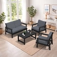 thumbnail image 7 of SERWALL 5 Pieces Outdoor HDPE Patio Furniture Sets, Conversation Sets with Cushions, 2 Armchairs & 1 Loveseat & 1 Coffee Table for Poolside, Balcony, Porch & Backyard, Black / Grey, 7 of 7