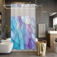 thumbnail image 3 of Blue Purple Gradient No Hook Shower Curtain with Snap in Liner Abstract Glass Geometric Marble Modern Waterproof Bathroom Shower Curtain with See Through Top Window for Bathtub 36" x 72", 3 of 9