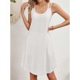 thumbnail image 6 of Deago Women's Eyelet Embroidery Summer Dress Sleeveless Spaghetti Strap Loose V Neck Sundress Beach Cover up Tank Dresses (White, S), 6 of 9