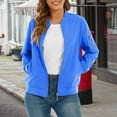 thumbnail image 2 of Duoif Veste pour Femmes, Manteau Décontracté à Fermeture Éclair avec Poches, Bleu m, 2 of 9