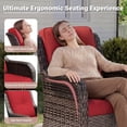 thumbnail image 6 of MeetLeisure 3 Piece Wicker Patio Furniture Set with Side Table, Outdoor Swivel Rocker Chairs with High Back, Deep Seating, Wide Armrest, Thick Cushions for Deck Porch, Red, 6 of 10
